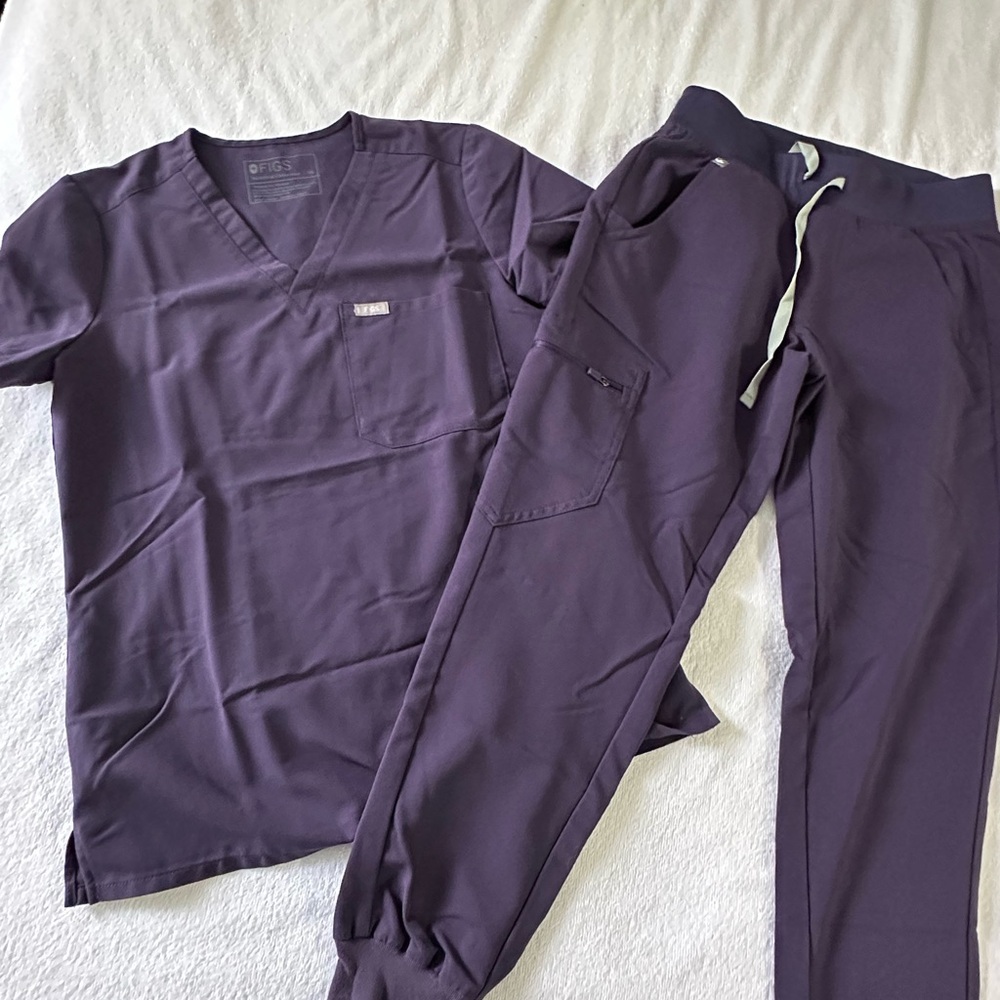Figs scrub set XS/p eggplant purple